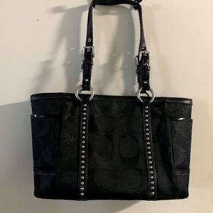 COACH Tote Purse - Black with Nickel Rivets